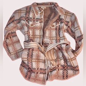 Style & Co. Multicolor Plaid Knit Cardigan. Small